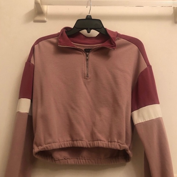 Pacsun L.A. Hearts Cropped Quarter Zip Sweatshirt - Picture 1 of 2